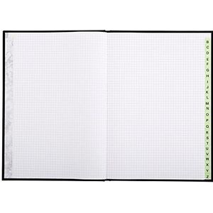 Le Delphin – Ref. 65319D – 1 register met gelakte toetsen – afmetingen: 29,7 x 21 cm – papier binnen 90 g – geruite lijst 5 x 5 – 304 pagina's – hardcover van zwart canvas