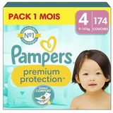 Pampers Premium Protection luiers maat 4 (9-14 kg), 174 luiers, 1 maand verpakking, onze nr. 1 voor de bescherming van de gevoelige huid, nu met meer luiers