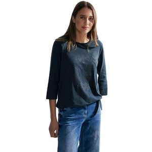 Cecil B320795 Dames T-shirt met 3/4 mouwen, Sterk petrol blauw