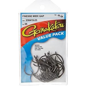 Gamakatsu Finesse Grote Gap Hook-Pack, zwart, 25 stuks