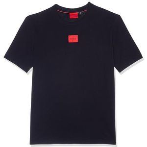 BOSS Geribbelde ronde hals voor heren, normale pasvorm, logo in het midden van het shirt, raaf zwart, L, raaf zwart