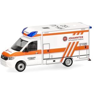 Herpa Vrachtwagen model Man TGE Fahrtec Johanniter Hamburg, miniatuur in schaal 1:87, verzamelobject, Made in Germany, kunststof