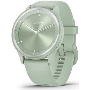 vívomove sport smartwatch met mechanische wijzers en touchscreen, zilverkleurig, met groene armband, 40 mm behuizing