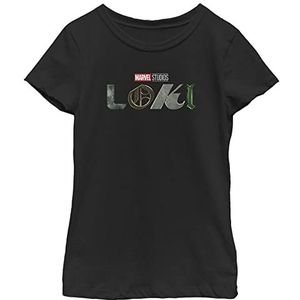 Marvel T-shirt met korte mouwen voor meisjes, klassieke snit, zwart, M, zwart.