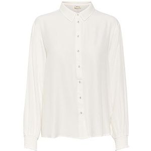 Cream Cream Damesshirt met lange mouwen, relaxed fit, knoopsluiting, blouse, T-shirt, kraag voor dames, Sneeuwwitje