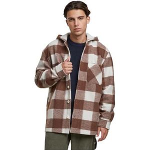 Urban Classics Tb7047-big Check Jacket With Hood Lichte jassen voor heren (1 stuk), wit/lichtgrijs
