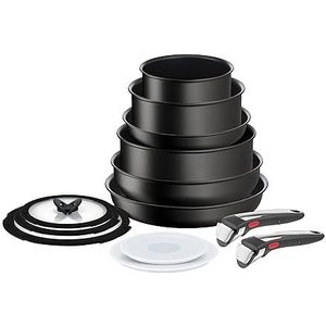 Tefal Ingenio pannenset, 13-delig, pannen, pannen, wok, afneembare handgrepen, deksel, inductie, antiaanbaklaag, stapelbaar, gemaakt in Frankrijk, Unlimited On L3959243