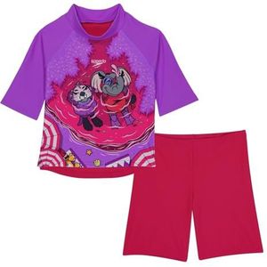 Speedo Learn To Swim Sun Protection T-shirt en shorts voor dames, roze/geel