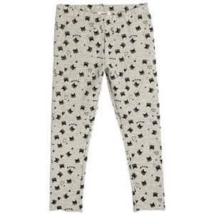 Koton Legging en coton brossé pour fille avec bande élastique imprimée chat, Gris Design (0d2), 7-8 Jahre