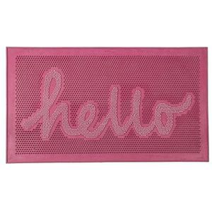 Fisura - Originele rubberen deurmat ""hello"". Deurmat voor roze en witte ingang. Binnenmat met punten. Rubberen deurmat met boodschap. Deurmat 70 x 40 cm.