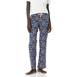 Amazon Essentials Pantalon de nuit en popeline pour femme, camouflage floral bleu foncé, taille XL