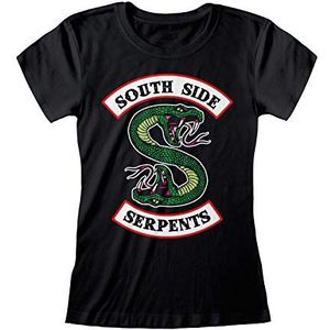 Riverdale Southside Serpents Logo Dames Fitted T-shirt | Official Merchandise | S-XXL, damesmode dunne bijpassende top, verjaardagscadeau, moeder dochter zus cadeau-idee, SCHWARZ