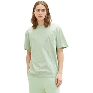 Tom Tailor Denim T-shirt voor heren, 31385 - groene smiley print, M, 31385 - Green Smiley Print