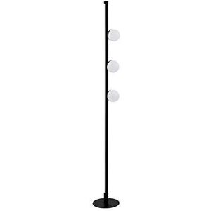 EGLO Phianeros Led-vloerlamp, 4 lichtpunten, modern, staande lamp van staal en kunststof, woonkamerlamp, kantoorlamp in zwart, wit, lamp met voetschakelaar