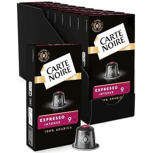 Carte Noire Café Espresso Intense nr. 9 aluminium capsules, compatibel met Nespresso, 10 verpakkingen van 10 capsules (100 capsules)