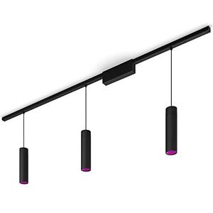 Philips Hue Perifo Railverlichting plafond - 3 ophangingen - basisset - duurzame ledverlichting - wit en kleurrijk licht - dimbaar - Bluetooth of Hue Bridge verbinding - zwart