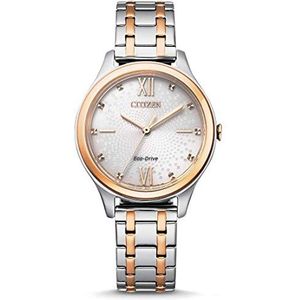 Citizen Eco-Drive dameshorloge met roestvrijstalen armband, tweekleurig, één maat, armband, Tweekleurig, Armband