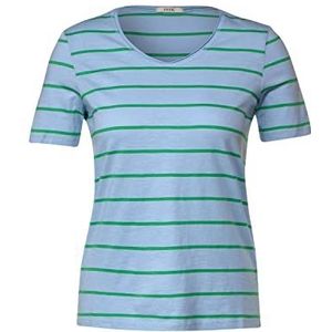 Cecil B319663 T-shirt voor dames, korte mouwen, strepen, rustig blauw en fris groen