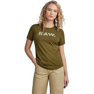 G-STAR RAW Raw. Slim T-shirt voor dames (1 stuk), Groen (Dark Olive D21226-4107-c744)