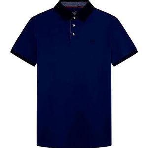 Hackett London Poloshirt met kraag geweven, herenhemd, blauw, XS, Blauwe diepte