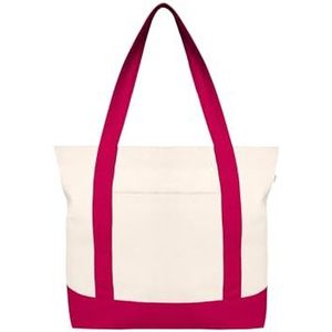Ecoright Canvas Tote Bag for Women with Zip & Inner Pocket, 100% Organic Cotton Tote Bags for Men, Shopping, Beach, Natural Red-pack Of 2, Pack of 2, Utility