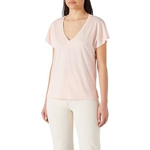 Koton Dames T-shirt met korte mouwen V-hals, Roze (250)