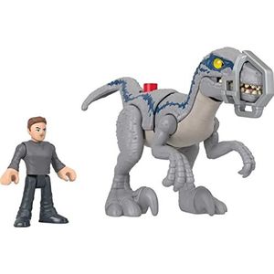 Fisher-Price Imaginext Jurassic World Blue Leak Set met beweegbare figuren Blue en Owen Grady, afneembaar harnas, kinderspeelgoed, vanaf 3 jaar, HKG15