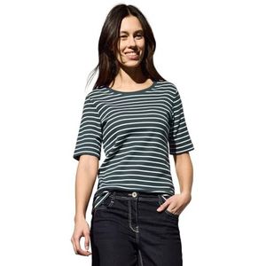 Cecil B322913 Gestreept T-shirt voor dames, kaki leisteen, XS