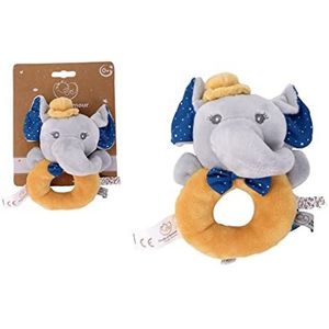 DODO D'AMOUR - Olifant – knuffeldier – 022291 – rammelaar – 13 cm – oranje – geboorte – pluche baby – vanaf 0 maanden