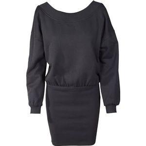 Urban Classics Dames sweatshirt off-shoulder jurk damesjurk, Zwart (Zwart 00007)