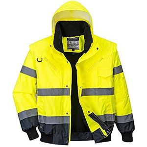 Portwest Tweekleurige jas met hoge zichtbaarheid, kleur: geel/marineblauw, maat: 6XL, C465YNR6XL