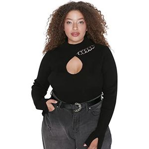TRENDYOL Sweat-shirt pour femme, Noir, XXL grande taille
