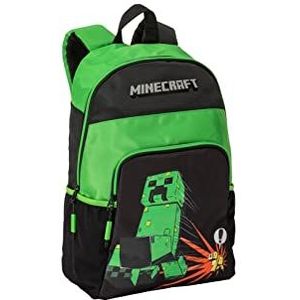 Minecraft 68980 Rugzak voor kinderen en jongens, groen en zwart, Groen en Zwart