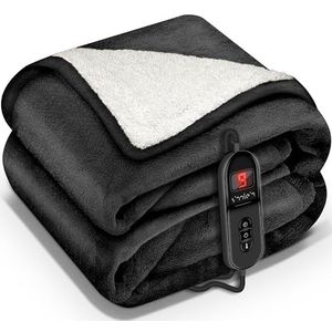 sinnlein® Verwarmingsdeken met automatische uitschakeling, 200 x 180 cm, TÜV Süd GS-getest, elektrische deken met 9 temperatuurniveaus, knuffeldeken wasbaar, voor bed,