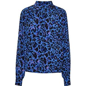 Part Two Vernapw SH regular fit shirt met lange mouwen dames, blauwe beanie luipaardprint, maat 48, Blauwe muts Leo Print