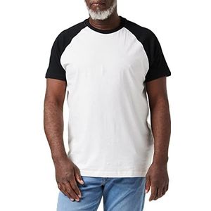 Build Your Brand Raglan Contrast T-shirt voor heren, Wit/Zwart