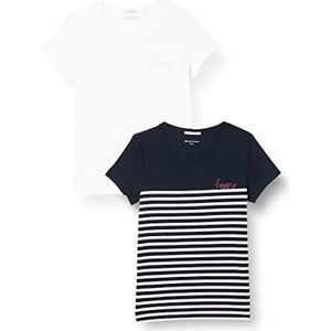TOM TAILOR Set van 2 T-shirts voor meisjes, 10315, whisper-wit, 176, 10315 - White Whisper