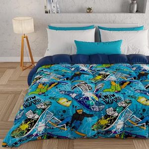 PETTI Artigiani Italiani - Winterdekbed, winterdekbed en dubbelzijdig dekbed, effen kleur en digitale print, 100% hypoallergene microvezel, gemaakt in Italië