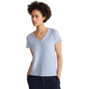 Street One A321141 Gestreept T-shirt met korte mouwen voor dames, Warm lichtblauw