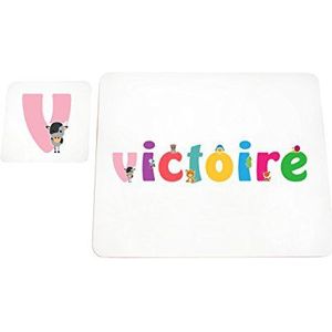 Little Helper Tafelkleed met coaster-stijl, kleurrijk, met de naam van meisjes, Victoire