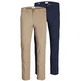 JACK & JONES heren broek JJIMARCO JJDAVE SA 2 PACK, Beige, 31W / 32L