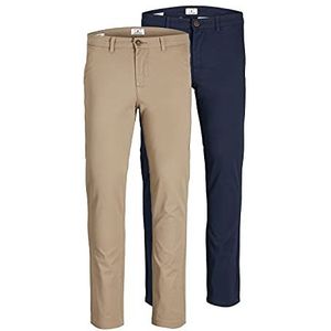 JACK & JONES heren broek JJIMARCO JJDAVE SA 2 PACK, Beige, 31W / 32L