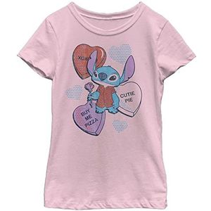 Disney Lilo & Stitch Valentine's Day Stitch Candy Hearts Girls T-shirt, roze, XS, Roze
