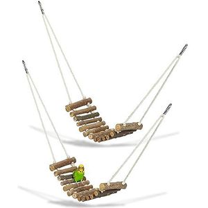 Relaxdays Vogelladder, 2 stuks, accessoires voor parkieten, kanaries, hout, vogelladder