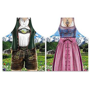 Close Up Dirndl-schort set en leren broek/2 schorten voor hem en haar, Meerkleurig