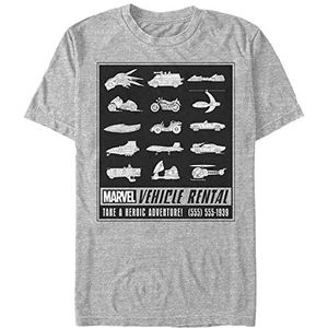 Marvel Avengers Unisex T-Shirt Classic Vechicle Rental Organic Short Sleeve Melange Grey XXL, Melange Grey