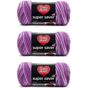 Red Heart Super Saver 3 paarse tinten, 198 g, acryl, 4 medium (gekamd), 300 m, breien, haken, handwerk en amigurumi