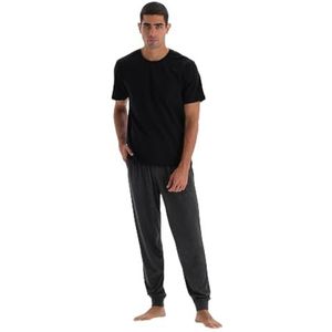 Dagi Regular Waist Jogger Gebreide Bottom Pajamas Pyjamabroek voor heren, Antraciet