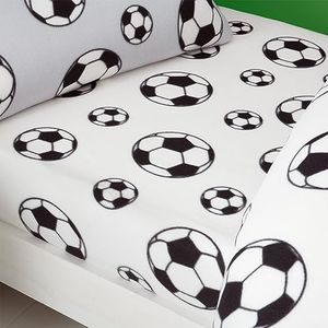 Catherine Lansfield Cosy Football Fleece hoeslaken voor tweepersoonsbed, wit
