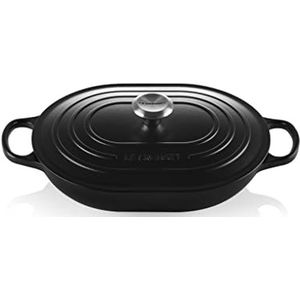 Le Creuset Signature rechthoekige stoofpan van geëmailleerd gietijzer met handgreep, 31 x cm, 3,4 liter, matzwart, 21112310000430